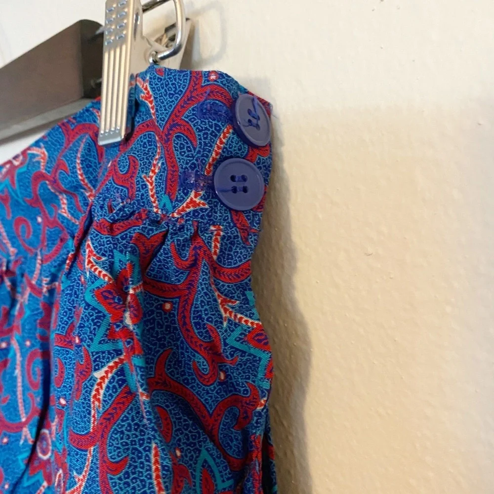 Vintage 80s 90s Landers and Co. Floral Midi Skirt Maximalist Size 16 Patriotic - Picture 5 of 7